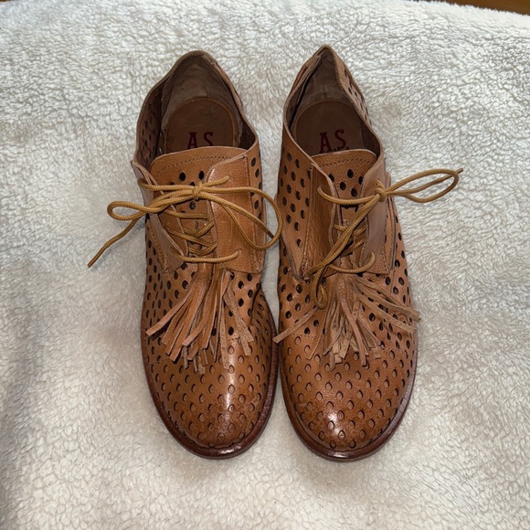 A.S.98 Shoes - A.S.98 Tan Perforated Leather Loafers